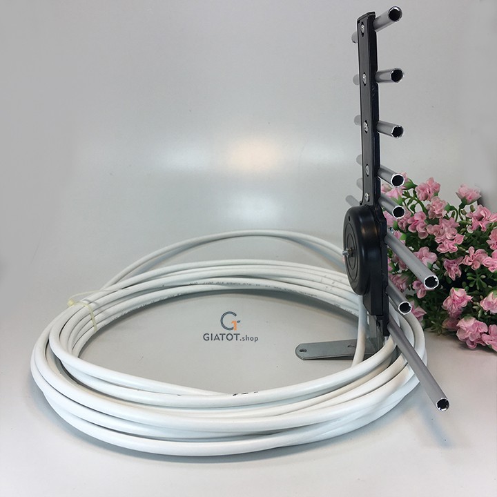 Anten thu sóng DVB -T2 15m dây cáp + Jack nối, ốc vít.