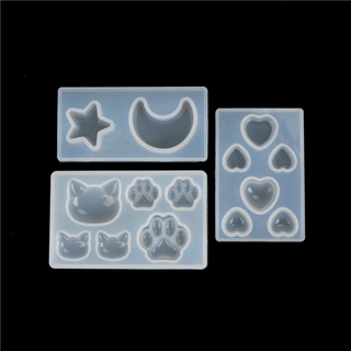 Khuôn silicone Làm Trang Sức Hình Dấu Chân Mèo / Trăng / Sao / Trái Tim Diy 1