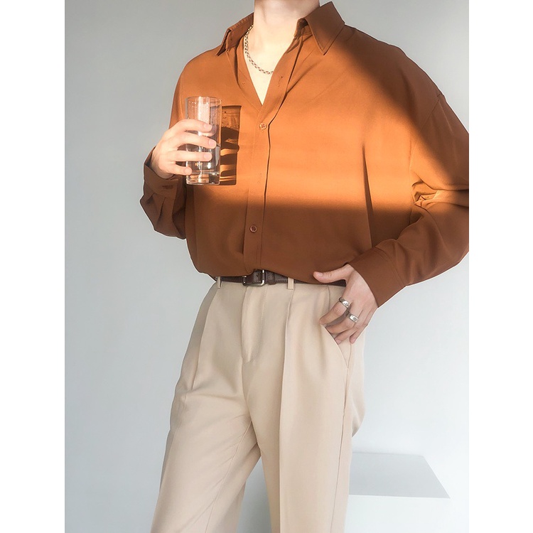 Áo sơ mi dài tay basic nam nữ unisex form rộng cực đẹp, chất vải đũi trơn Hàn cao cấp mịn chống nhăn, mặc 4 mùa