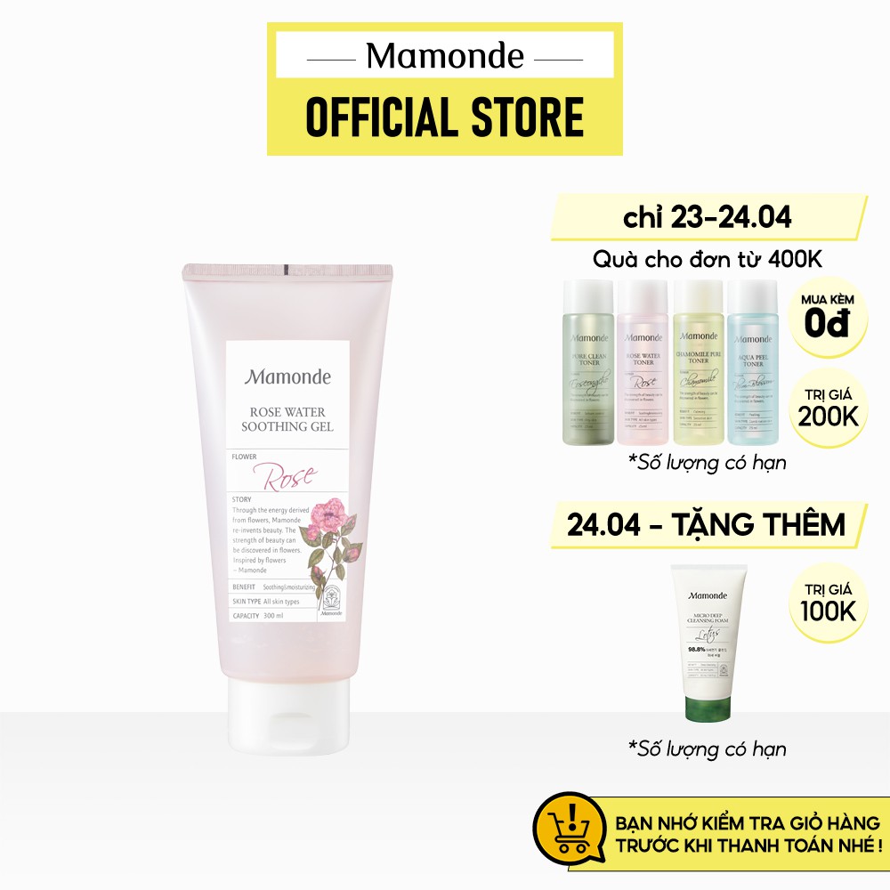 Gel dưỡng ẩm đa năng cho da và tóc Mamonde Rose Water Soothing Gel 300ml