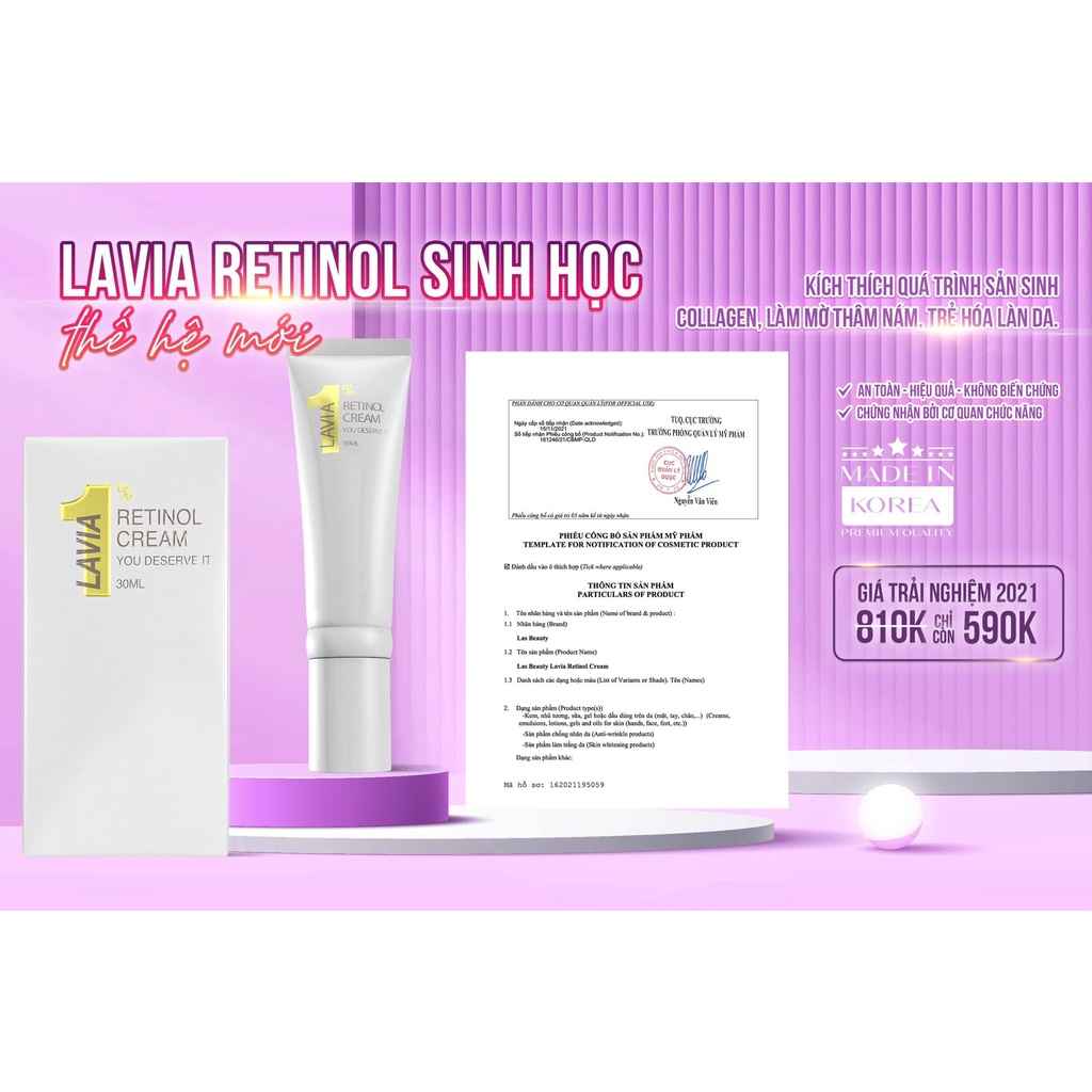 retinol las beauty kem phục hồi da retinol lavia las beauty