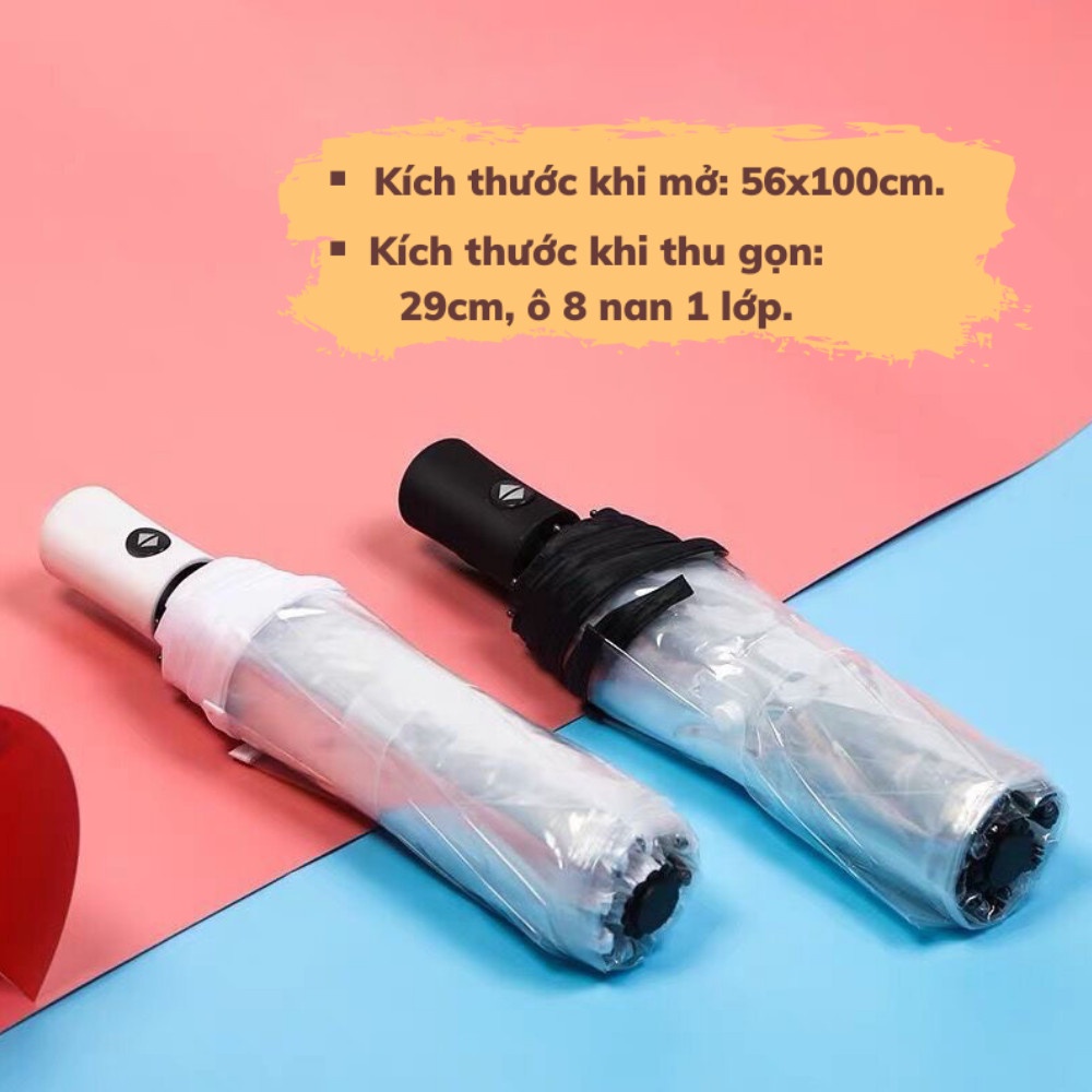 Dù Gấp Gọn Ô Che Mưa Trong Suốt Chụp Ảnh Nút Bấm Tự Động Chống Thấm Dù Che Mưa Toki