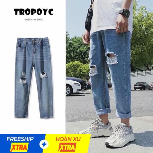 - Quần baggy jean nam nữ rách gối phong cách -cam kêt Vải đẹp nhất thị trường -Đổi trả free ship