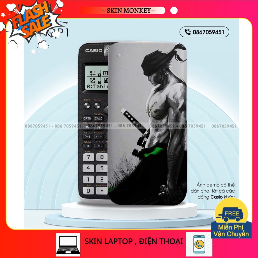 Skin Dán Máy Tính Học Sinh Casio 580, Casio 570, Casio 570-2nd In Hình One Piece sưu tầm ( Gồm Mặt Nắp + Mặt Lưng)