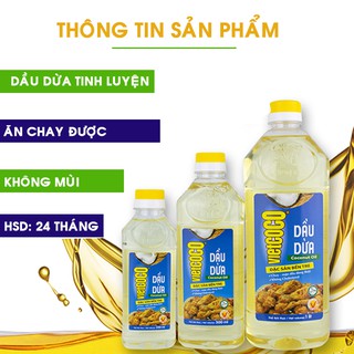 [Chính hãng] Dầu dừa Vietcoco 2 Lít Dùng cho mỹ phẩm và Thực Phẩm