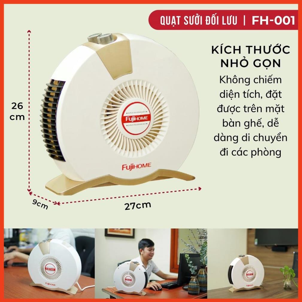 Quạt sưởi ấm Fujihome FH001 công nghệ Nhật Bản, máy sưởi điện mini cầm tay không đốt oxy, không khô da cho bé