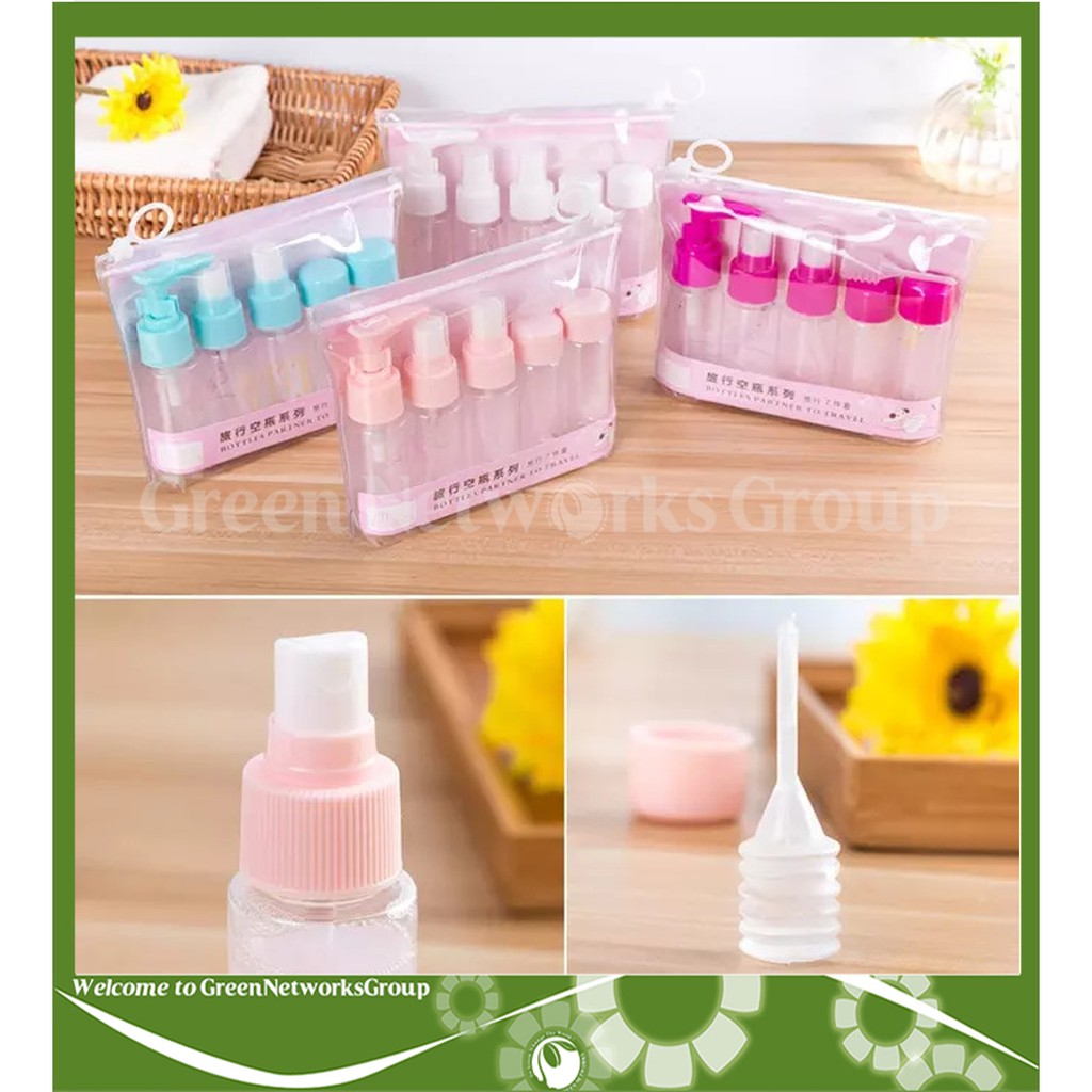 Bộ chiết mỹ phẩm 7 món mini tiện dụng phù hợp cho du lịch Greennetworks ( giao màu ngẫu nhiên )
