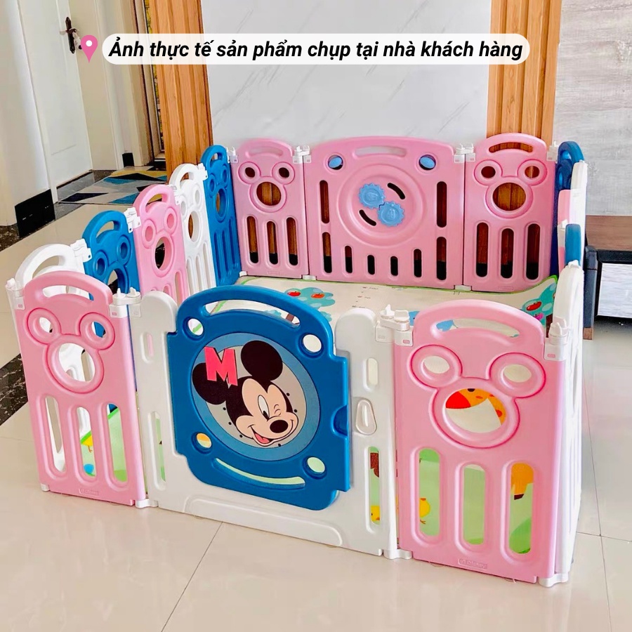 Quây cũi nhựa gấp gọn màu Hồng hàng nhập khẩu chính hãng Pakey, quây nhựa nguyên sinh an toàn cho bé FINBEAR