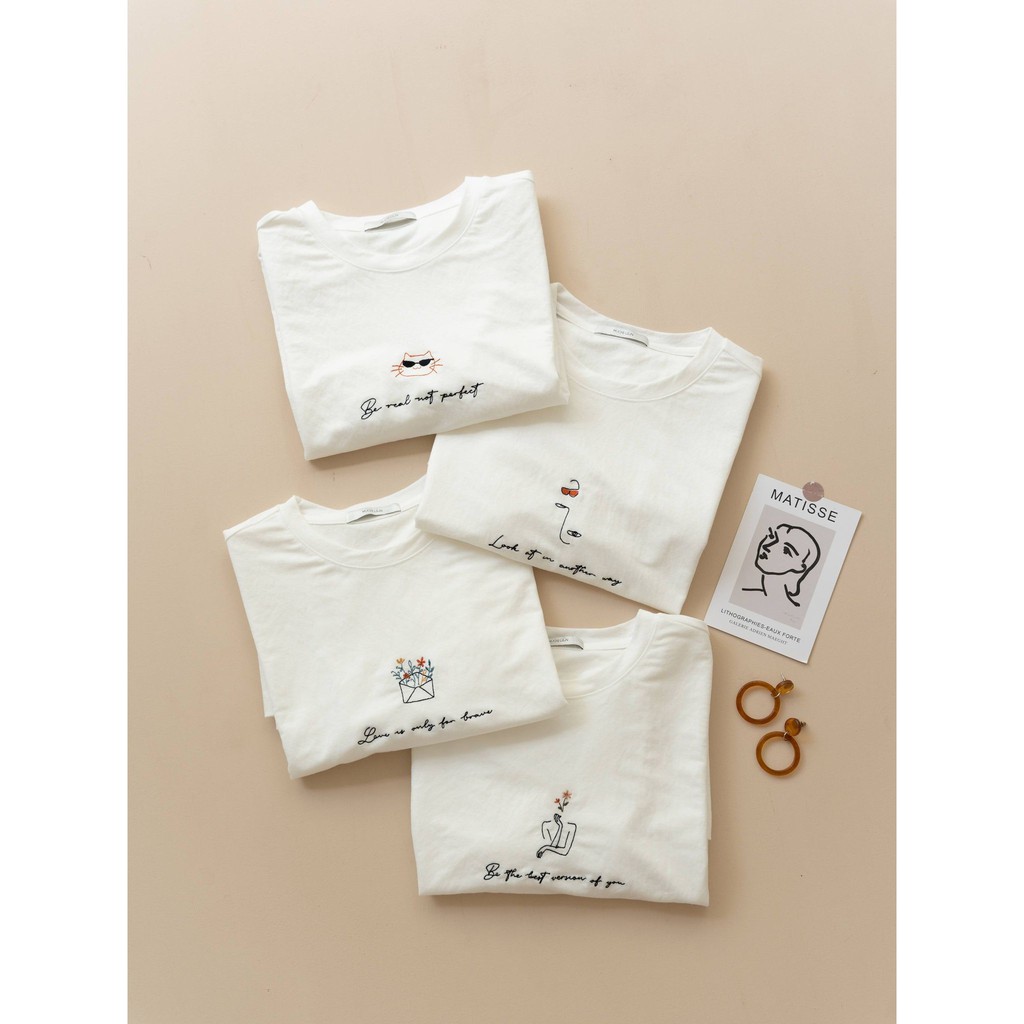 Áo thun thêu nữ MADELEN họa tiết cute chất Cotton lụa thoáng mát form Freesize | BigBuy360 - bigbuy360.vn