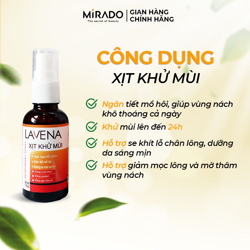 Combo Khử Mùi Cơ Thể, Diệt Khuẩn, Giảm Mụn Lưng, Sáng Da, Dưỡng Ẩm, Tấy Da Chết Lavena