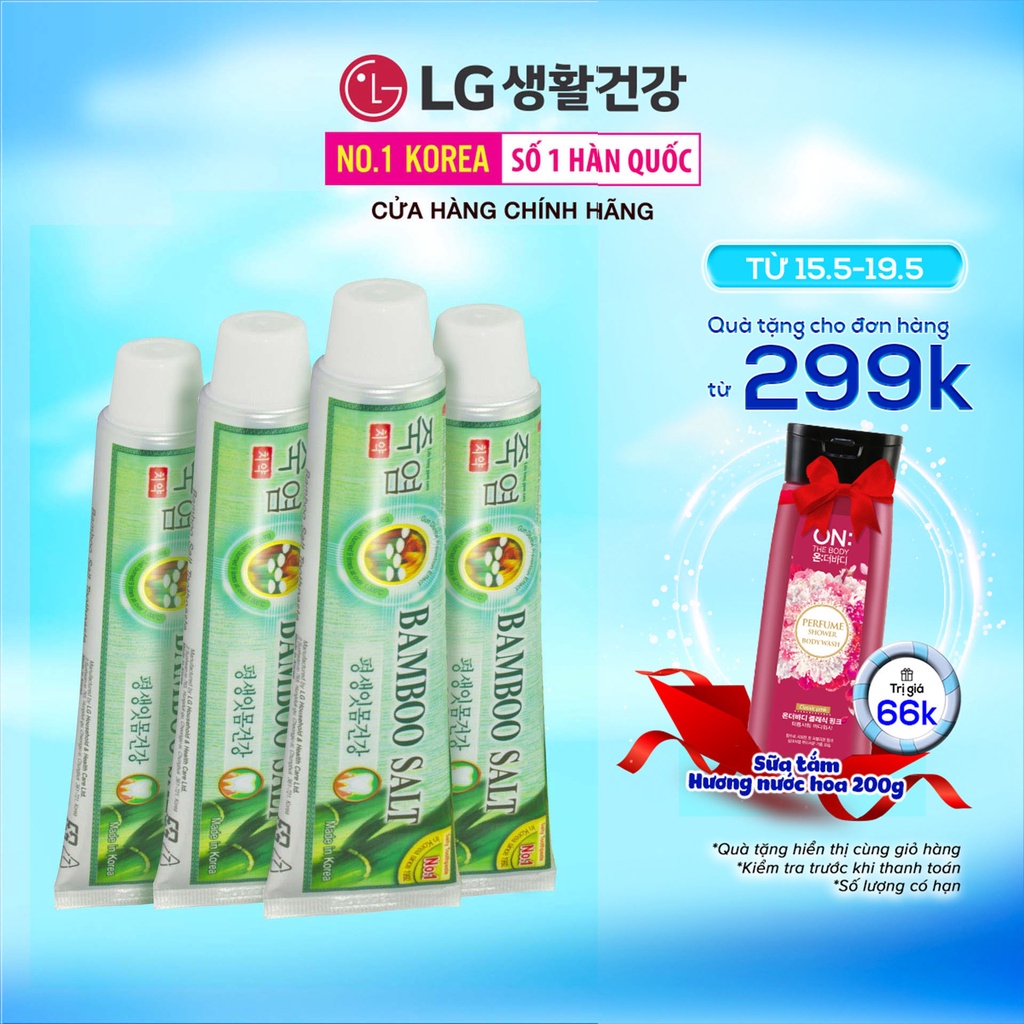 Combo 4 Kem đánh răng Bamboo Salt Muối Tre 140g/tuýp