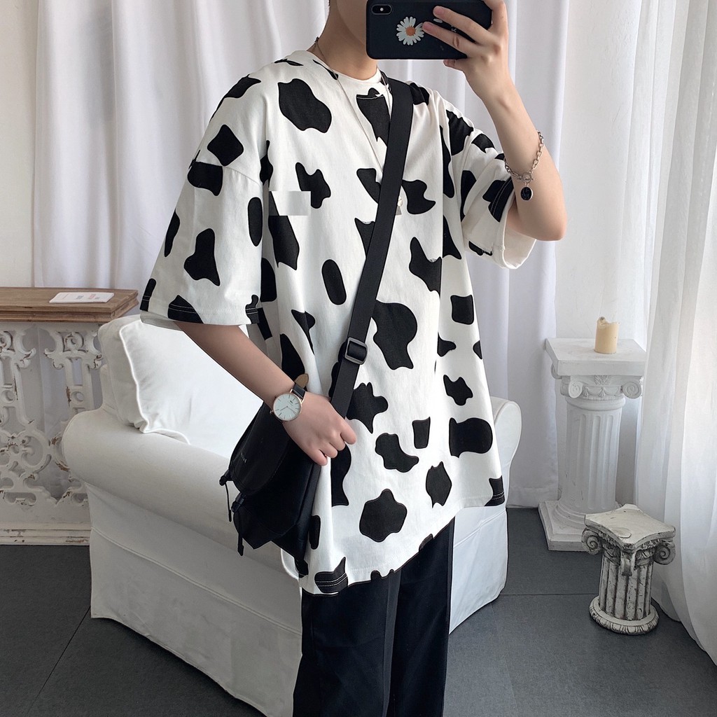 Áo Thun Bò Sữa Trơn Unisex TRUNNI [FREE SHIP] 🌸 Phông tay lỡ form rộng loang màu đen trắng oversize cá tính Ulzzang HOT | BigBuy360 - bigbuy360.vn