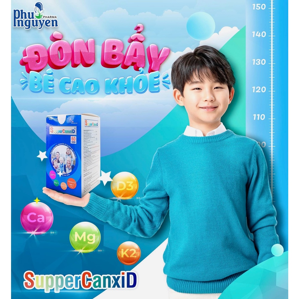 Viên Uống Bổ Sung Canxi Vitamin D3 Giúp Xương Chắc Khỏe SUPPER CANXID - Lọ 60 Viên