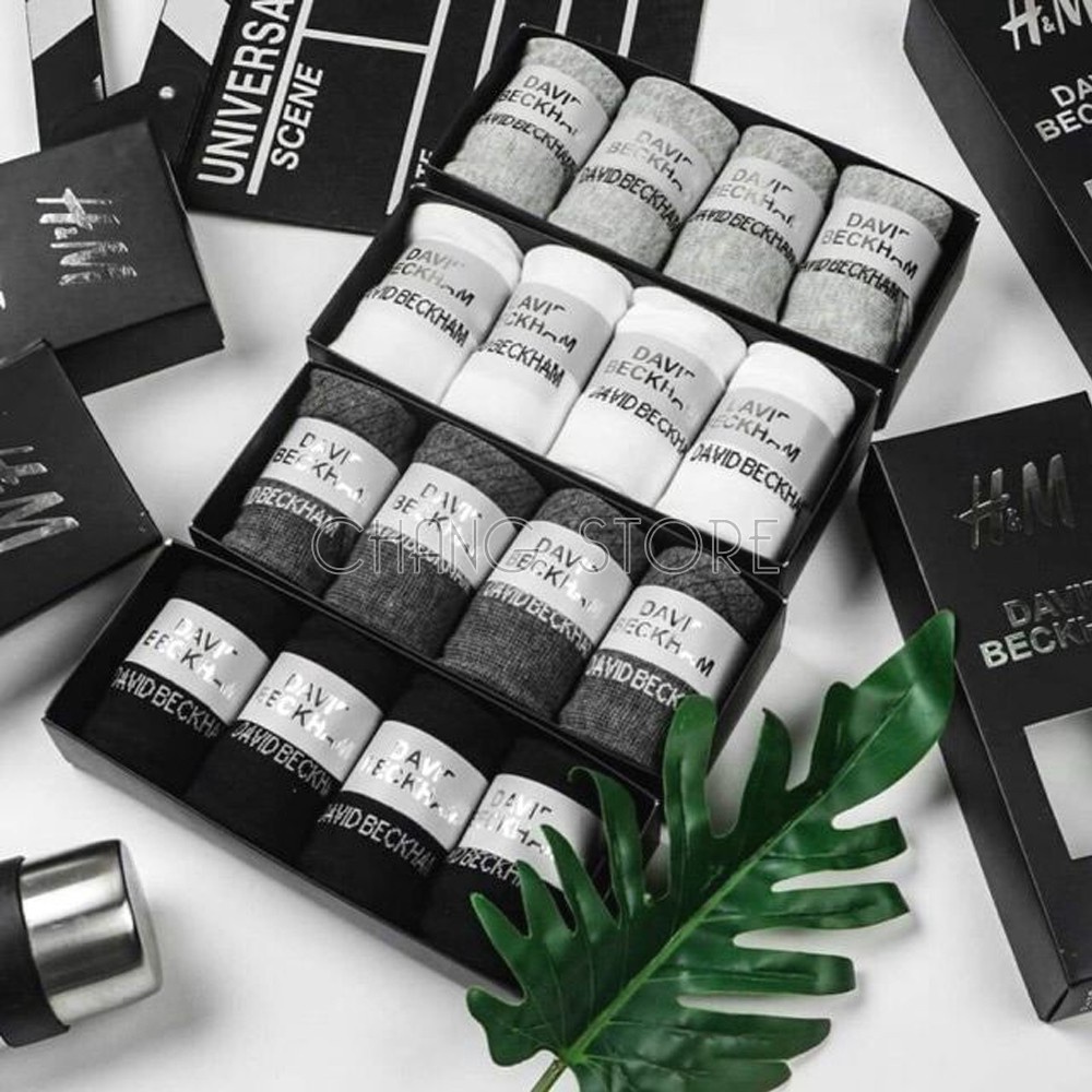 Hộp 4 đôi tất H&amp;M David Beckham xịn xò hàng chuẩn xịn cho nam mềm mại, thông thoáng