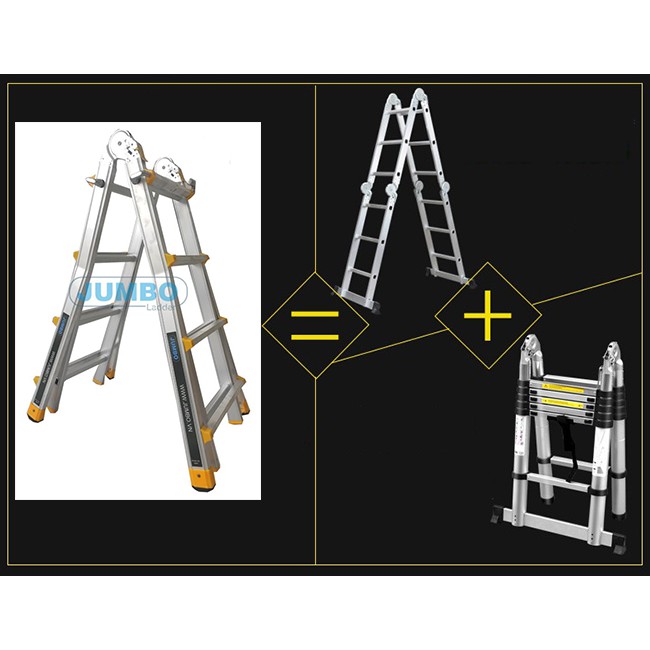 Thang nhôm gấp trượt chữ A mở rộng Jumbo A404 4,0m