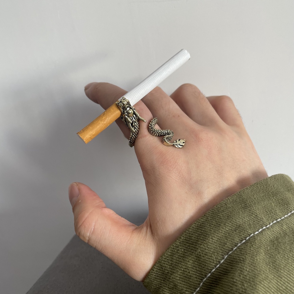 Nhẫn Giá Đỡ Dạng Mở Hình Rồng Phong Cách Hipster