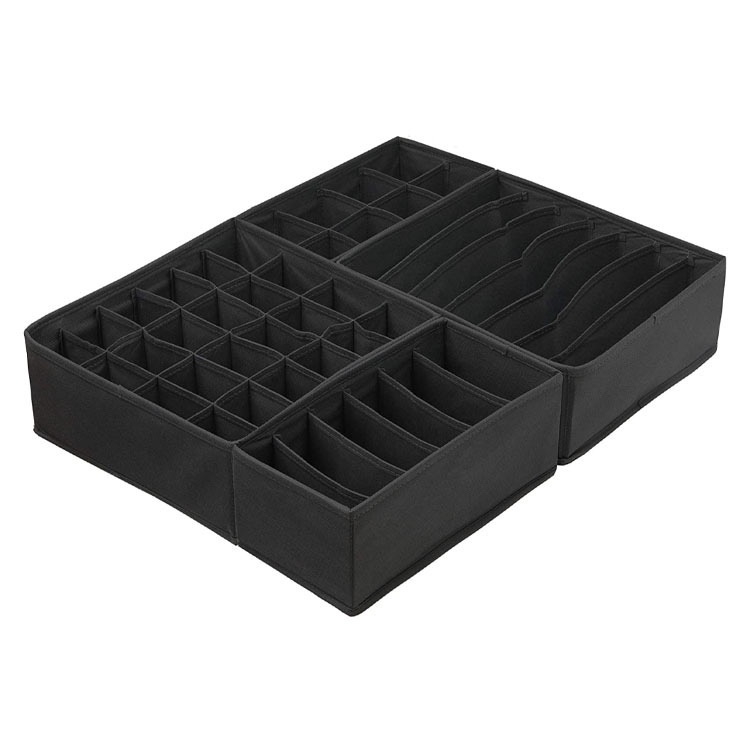 Hộp đựng đồ lót vải không dệt Set 4 cái 6, 7, 8, 24 ngăn - Khay bảo quản đựng tất vớ sạch sẽ, tiết kiệm không gian