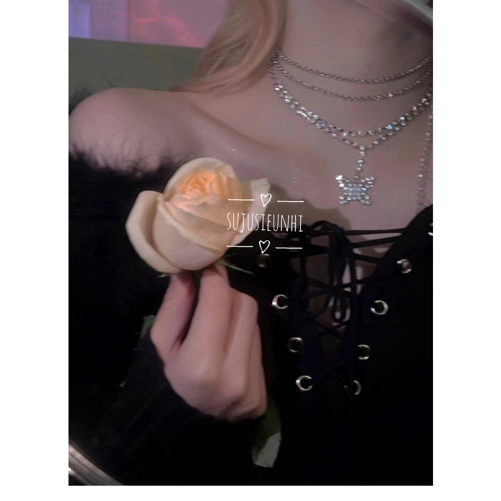 (CÓ VIDEO) dây xích đeo eo hoặc cổ đính đá nhân tạo hình bướm