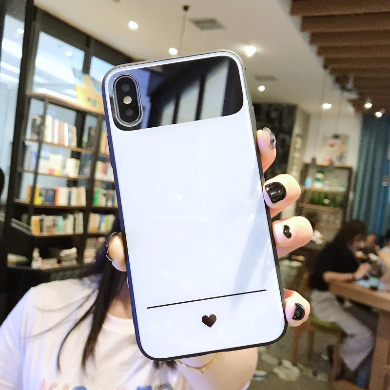 [ IPHONE ] Ốp Lưng Kính Cường Lực Heart - Lens Gương - K003