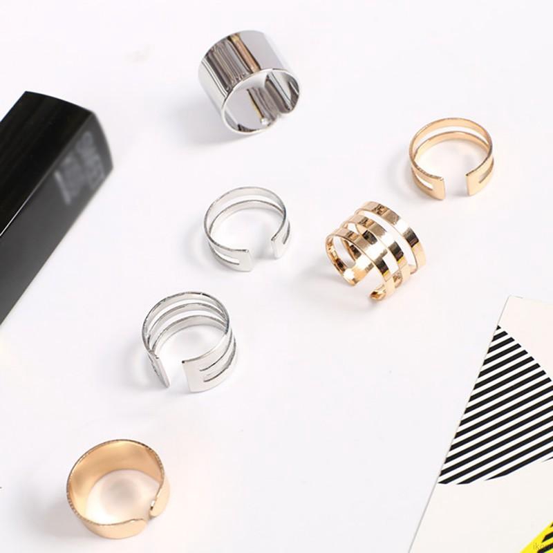 Set 3 nhẫn hợp kim kiểu dáng đơn giản cá tính cho nữ