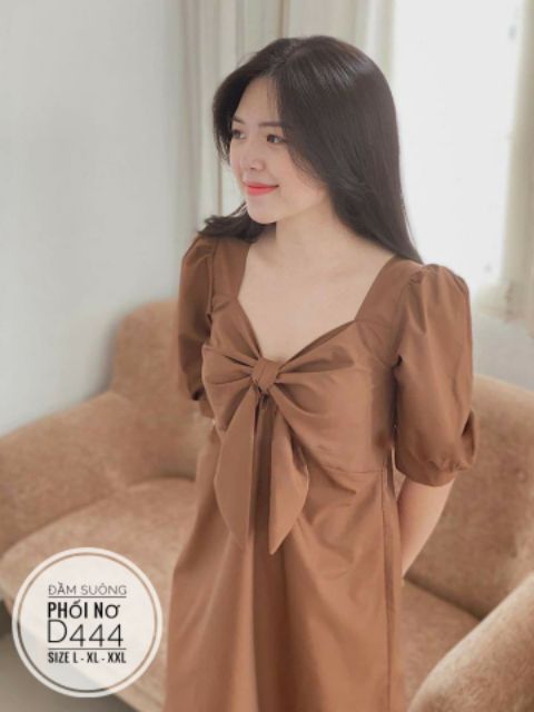 Đầm suông big size phối nơ từ 60kg-90kg