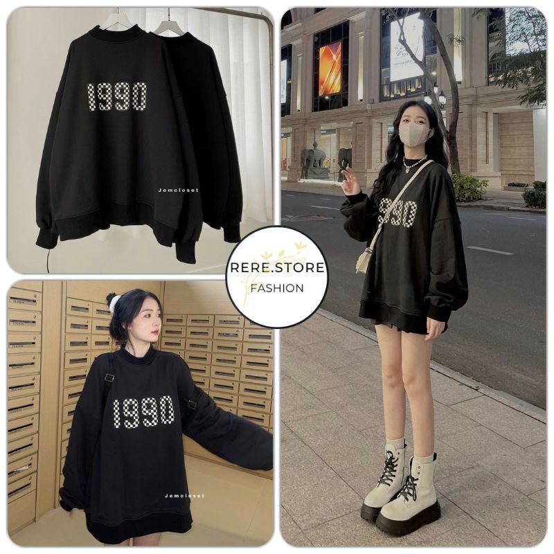 Áo Nỉ Relax Nữ - Rere.Store  - Sweater dài tay form rộng dáng suông, thiết kế cá tính HOT