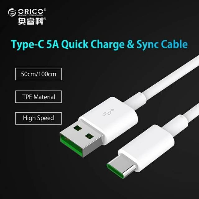 Cáp Sạc Nhanh Type-C 5A Và Đồng Bộ Hoá Dữ Liệu ORICO AC5 dài 1m Chất Liệu TPE Cổng Type-C 5A - Hàng chính hãng