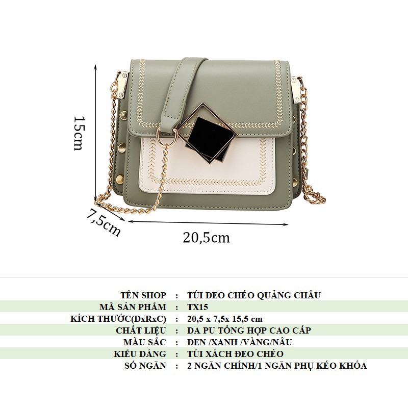 Túi đeo chéo nữ khóa vuông, túi xách nhiều ngăn tiện lợi, kiểu dáng thời trang, dễ phối đồ | BigBuy360 - bigbuy360.vn