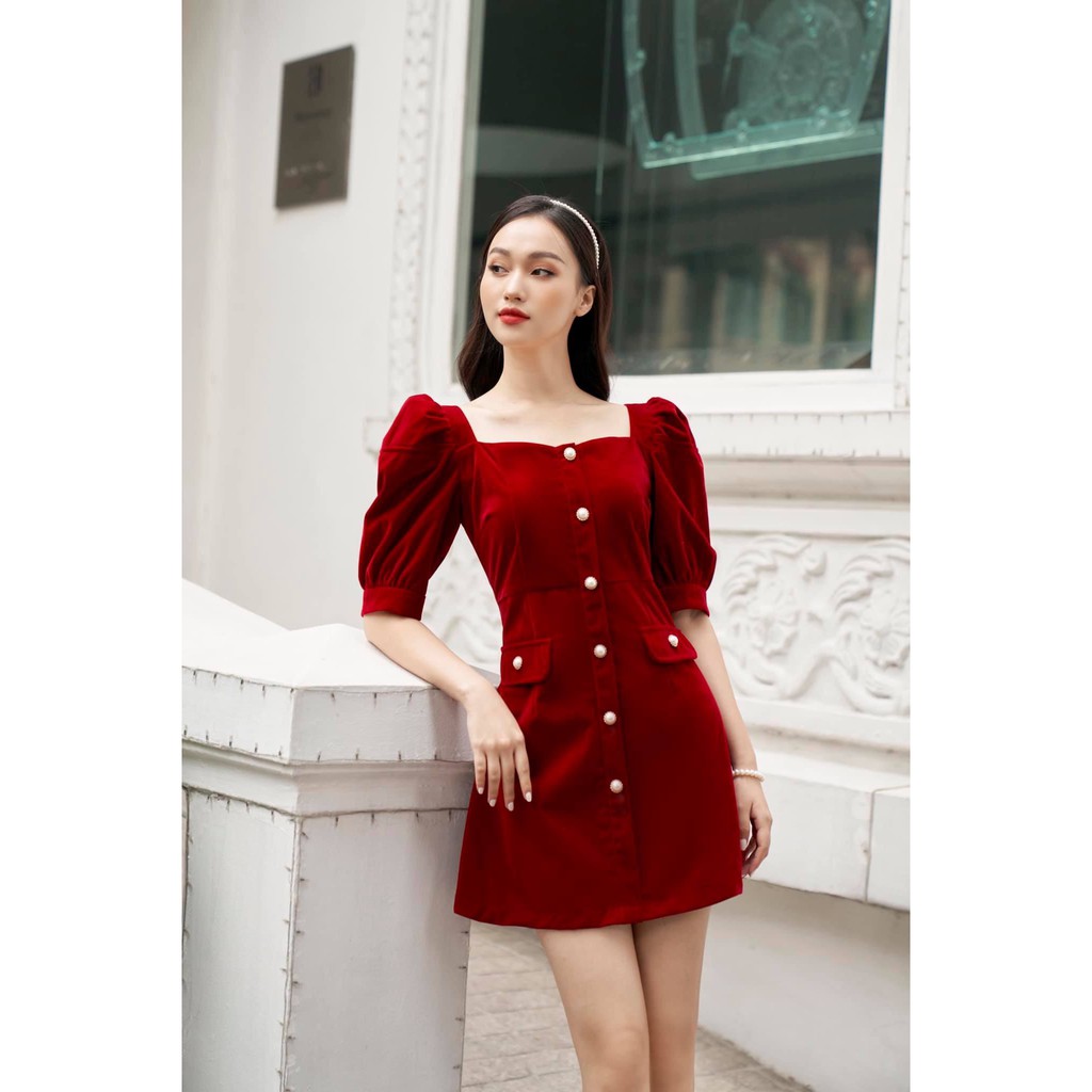 LIIN - Đầm nhung chữ A tay bồng sang chảnh, tôn dáng | BigBuy360 - bigbuy360.vn