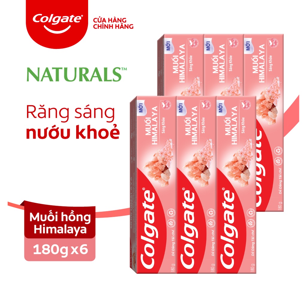 Bộ 6 Kem đánh răng Colgate thiên nhiên muối Himalaya sáng khỏe 180g x6