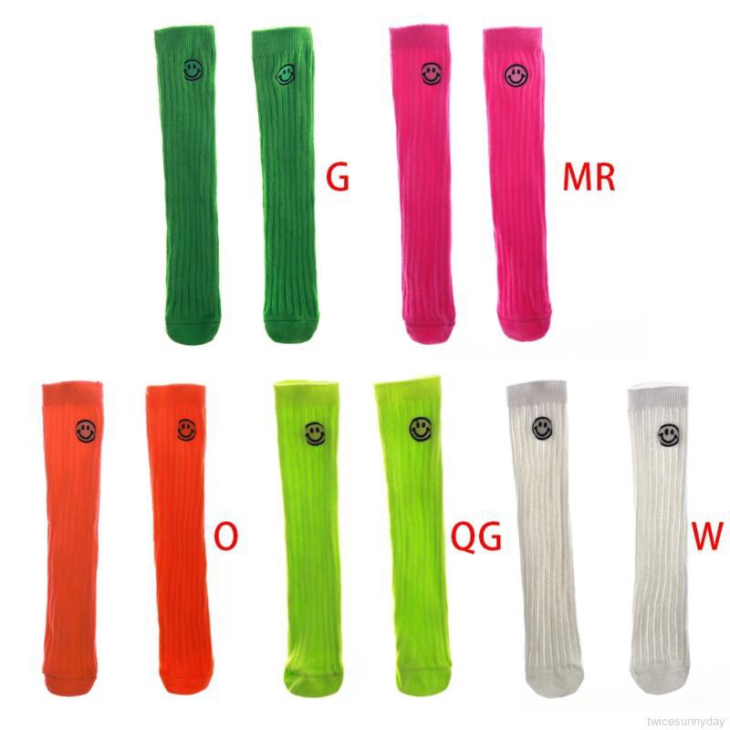 Tất cotton mềm mại in hình mặt cười cho bé gái