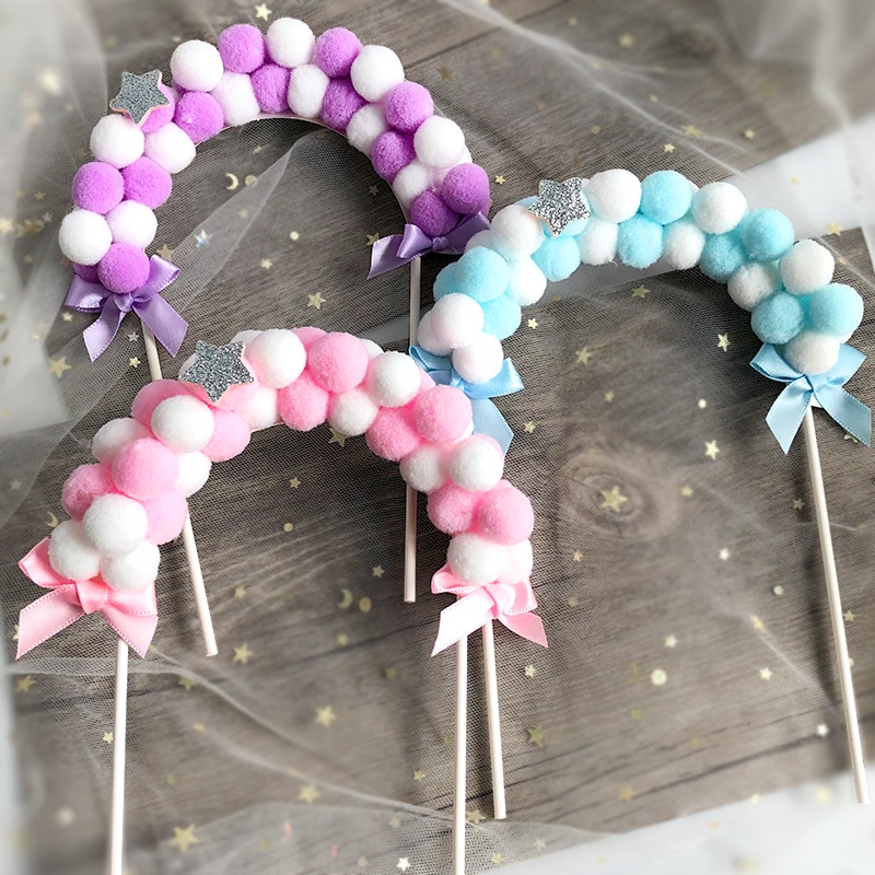 1 Phụ Kiện Cắm Trang Trí Bánh Kem Sinh Nhật Hình Đám Mây Phối Cục Bông Mềm Dễ Thương