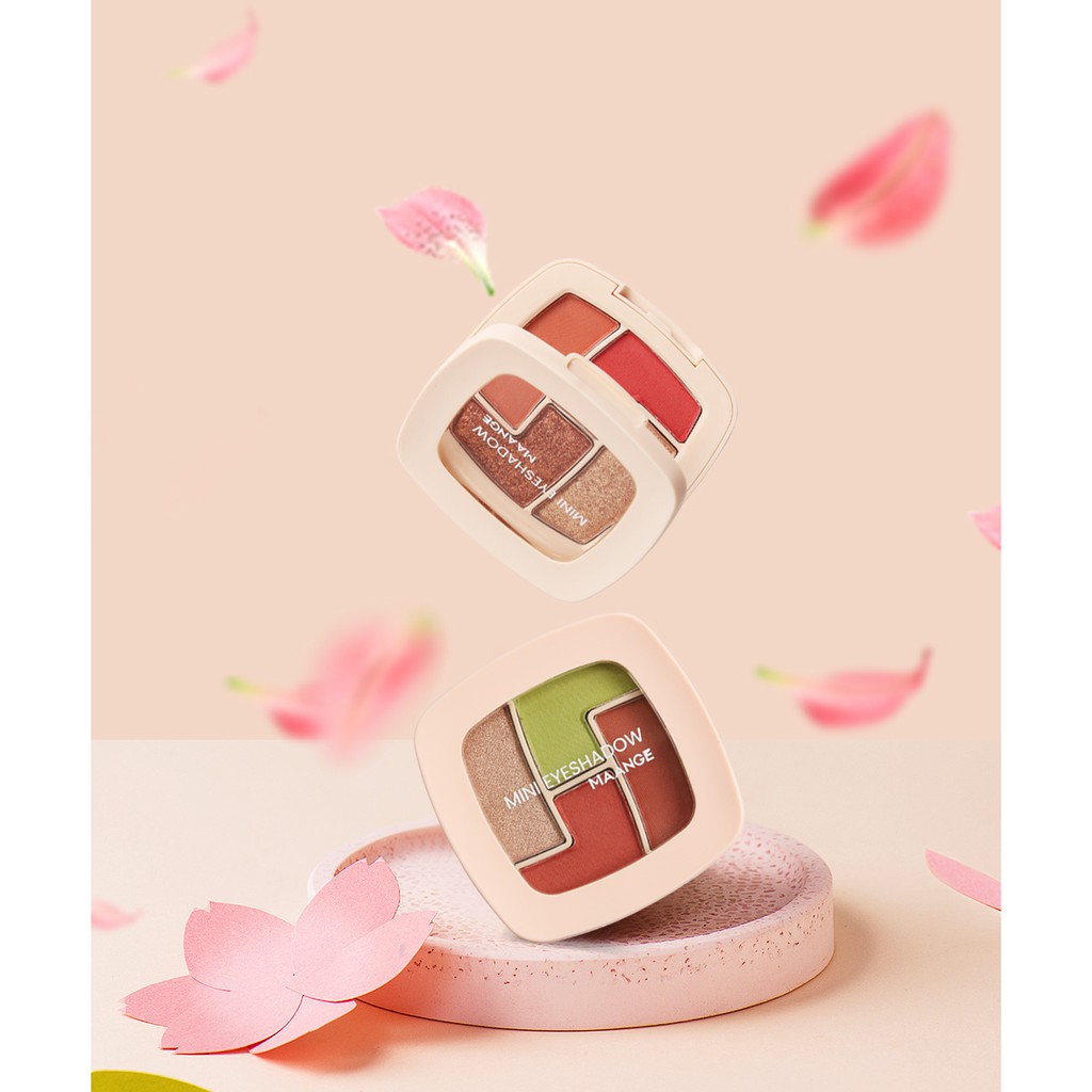 MAGEFY Mắt  Mini 4 Màu Không Thấm Nước 21g/Bảng phấn mắt /Ba màu có sẵn/Bảng Phấn Mắt 4 Màu Lì / Nhũ Kháng Nước Lâu Trôi