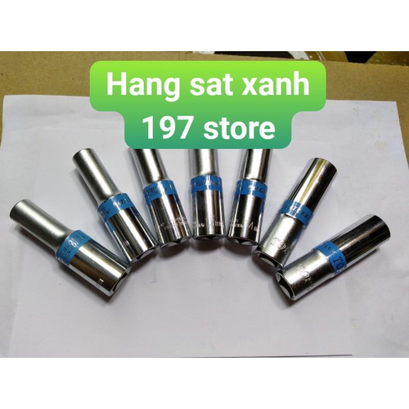 Đầu tuýp đầu khẩu lắp máy bắn ốc chạy pin thân dài các cỡ: 8, 10, 12, 13, 14, 15, 16, 17, 18, 19, 21, 22, 24, 27, 30