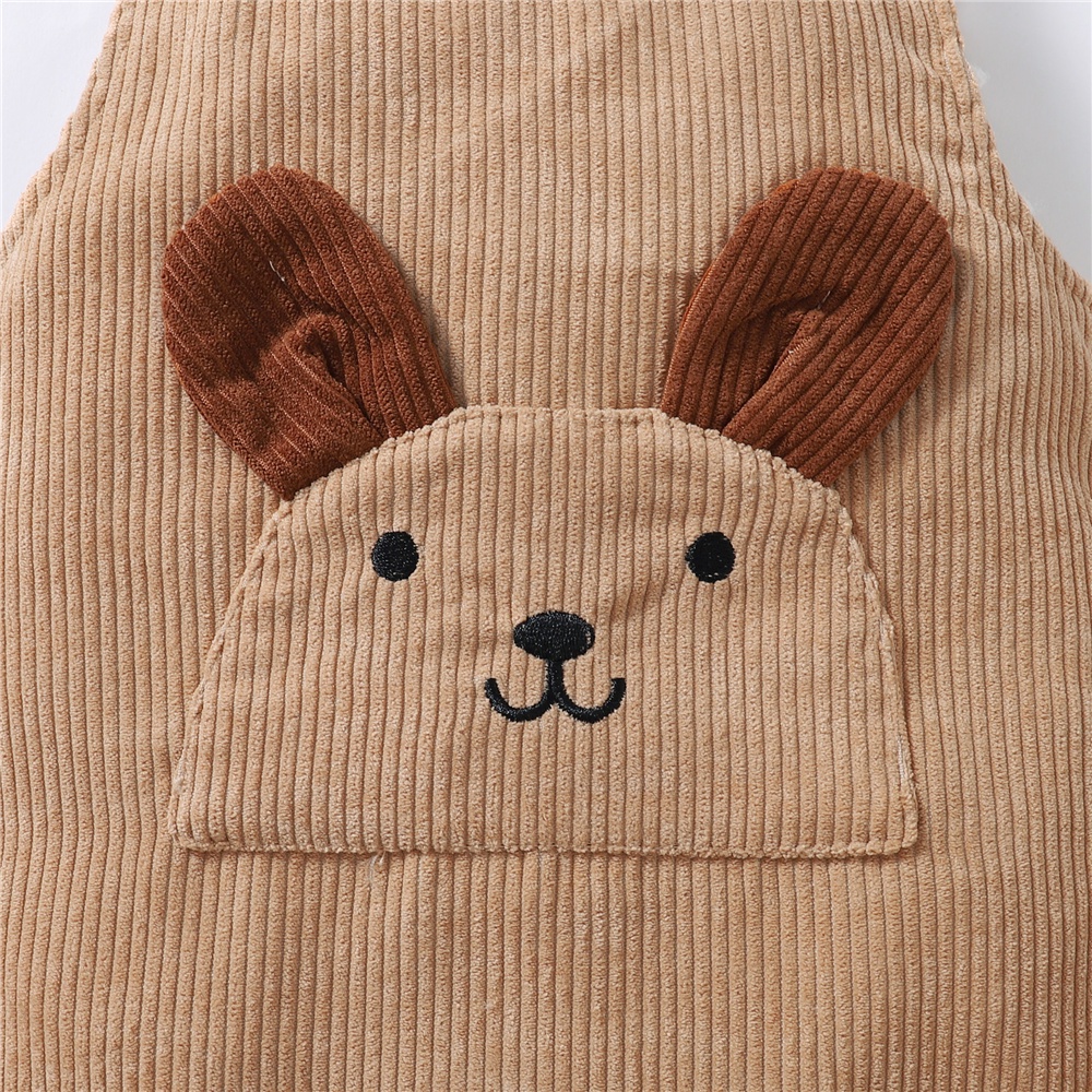 Áo liền quần MIKRDOO sát nách có hàng nút cài thiết kế gấu hoạt hình đáng yêu dành cho bé trai sơ sinh