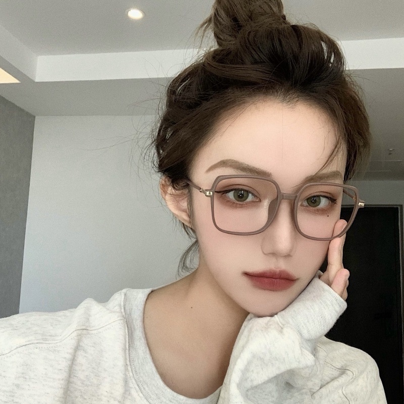 Mắt Kính Gọng Vuông Màu Đen / Cà Phê Phong Cách Retro Thời Trang Cho Nữ