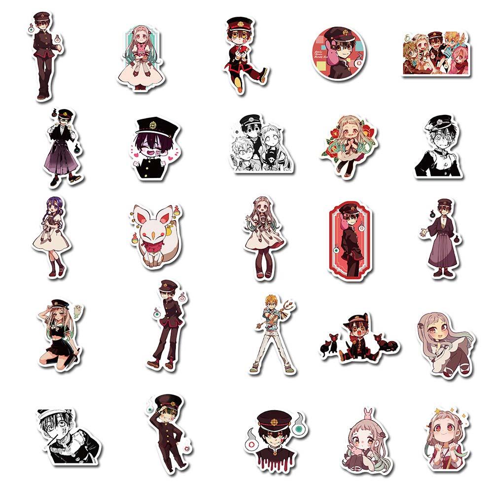 Set 50 Miếng Dán Anime Hanako kun Trang Trí Vali Laptop Vali