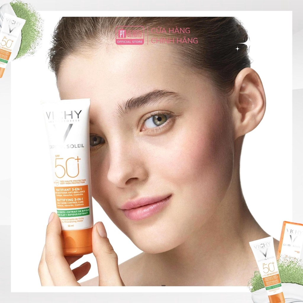 Kem chống nắng chống ô nhiễm và bụi mịn Vichy Capital Soleil Mattifying 3in1 SPF50+ UVB+UVA 50ml