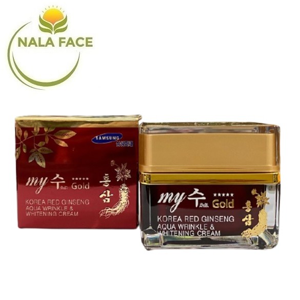 Kem dưỡng trắng chống lão hóa chiết suất nhân sâm My Gold Korea Red Ginseng Aqua Wrinkle Whitening Cream 50ml (Ngày Đêm)