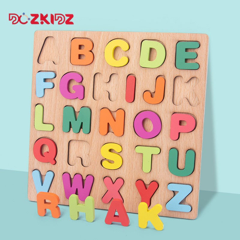 Đồ chơi gỗ bộ 3 bảng chữ số hình giúp bé vừa học vừa chơi, phát triển tư duy, trí tuệ - DOZKIDZ