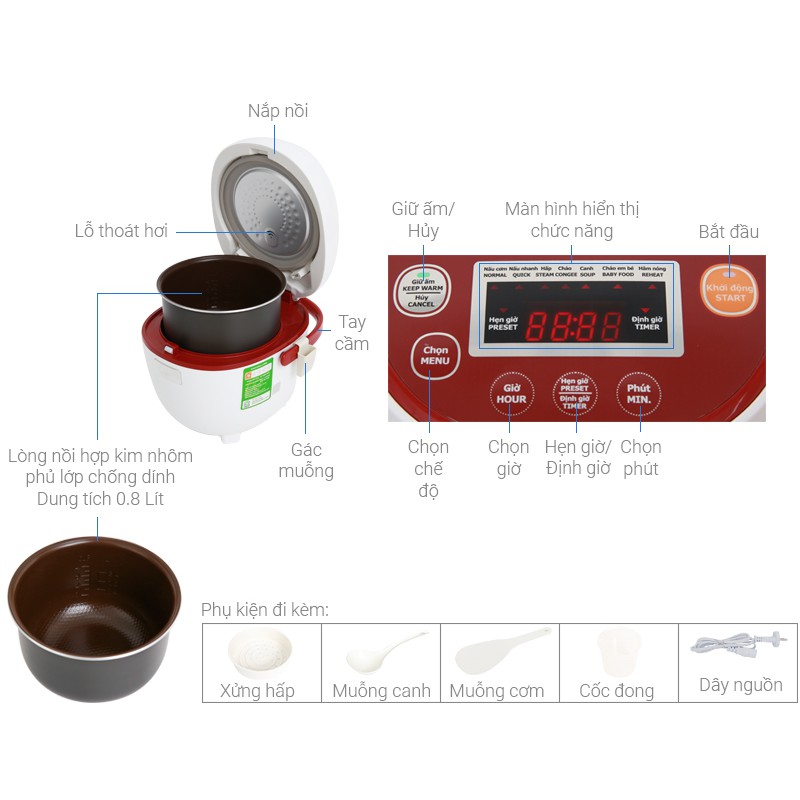 Nồi cơm điện 0.8 lít Supor CFXB20FC17A-35 | 350W | BigBuy360 - bigbuy360.vn