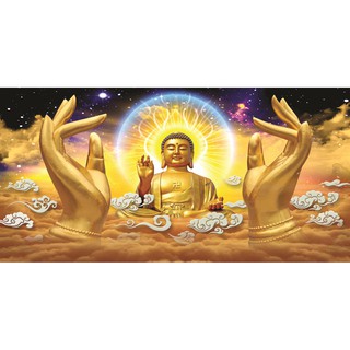 Tranh dán tường phật a di đà phủ kim sa ud0492