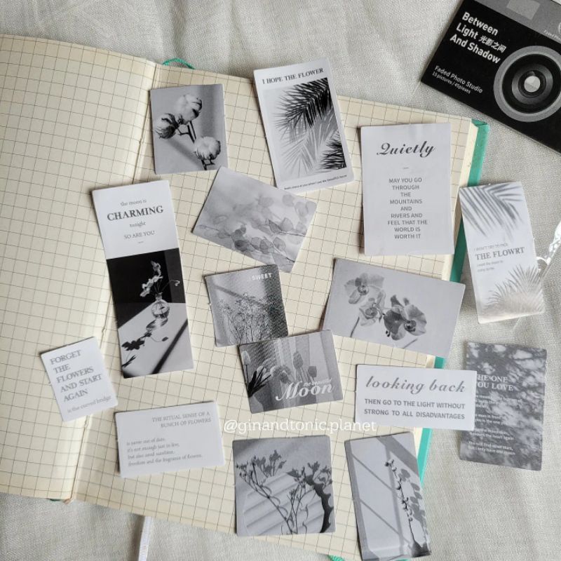 Set 15 sticker cổ điển và quote tông neutral dùng ttang trí bullet journal - ginandtonic