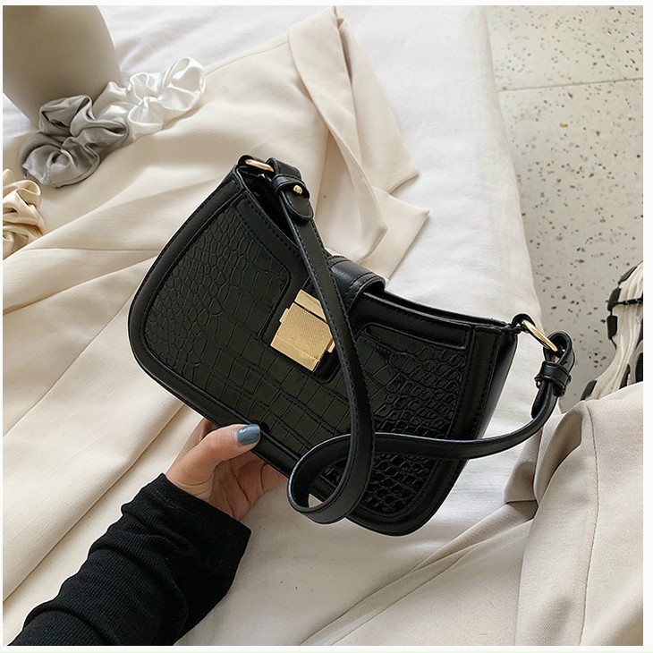 [Xả kho - LOẠI 1] Túi Kẹp Nách Khóa Vuông Vân Da Rắn Cực Đẹp - Túi Xách Nữ Kẹp Nách