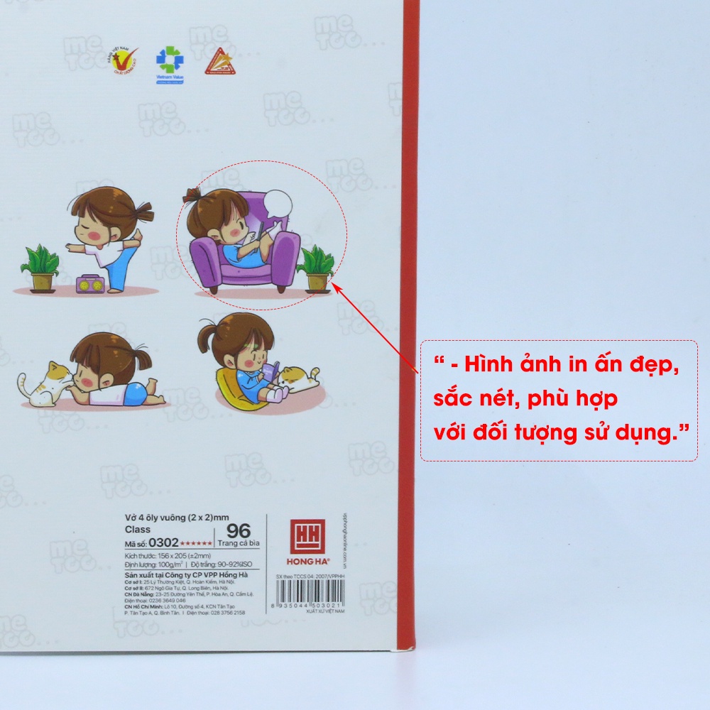 Vở 4 ô ly 96 trang Hồng Hà Class Me too dành cho HS miền Trung - Nam - 0302