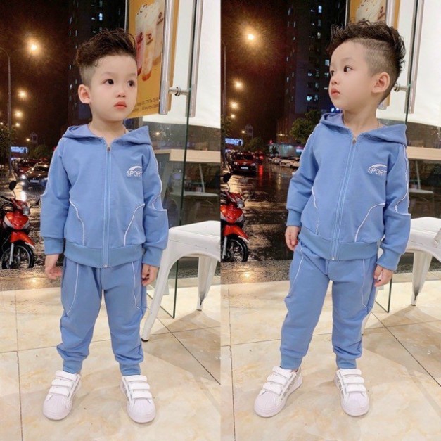 Xả Bộ Sport mũ khoá dài tay cho bé trai