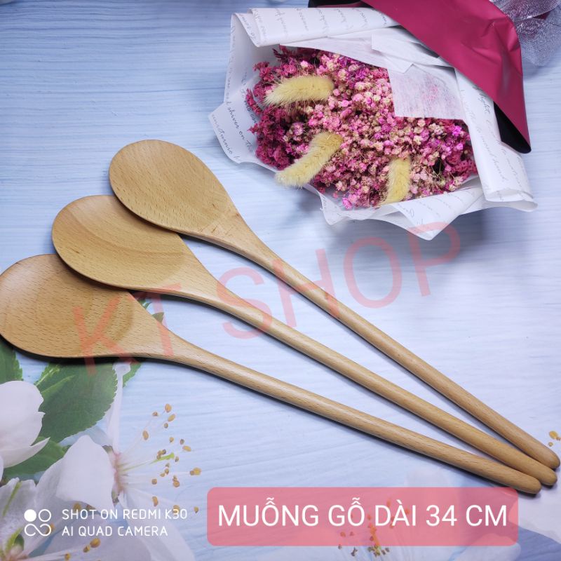 Vá, muỗng khuấy, đảo bằng gỗ cao su (100% tự nhiên)