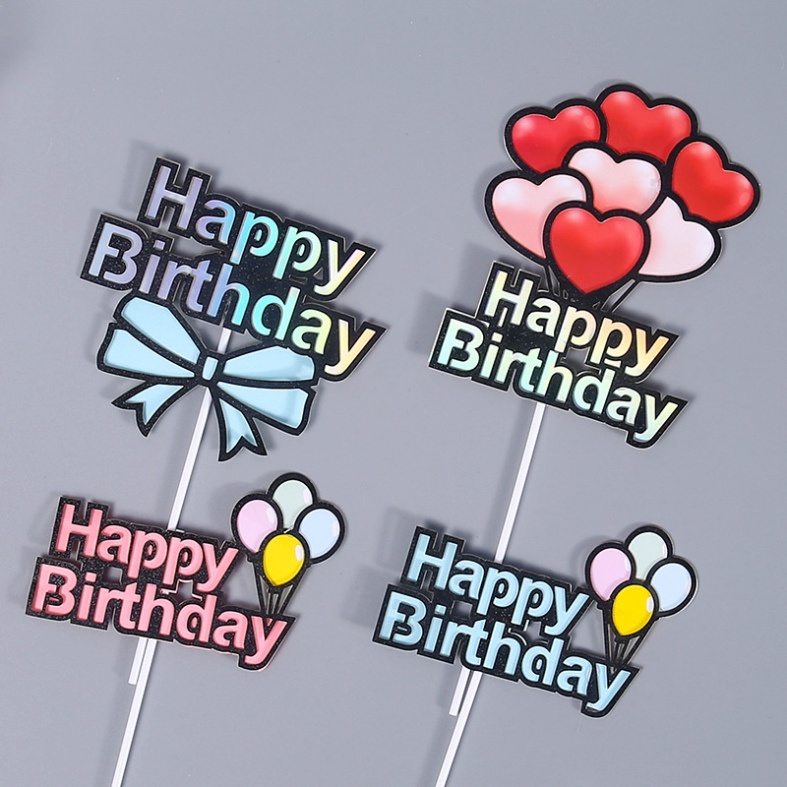 đồ trang trí bánh sinh nhật [FREESHIP❤️] Chùm tim love happy birthday