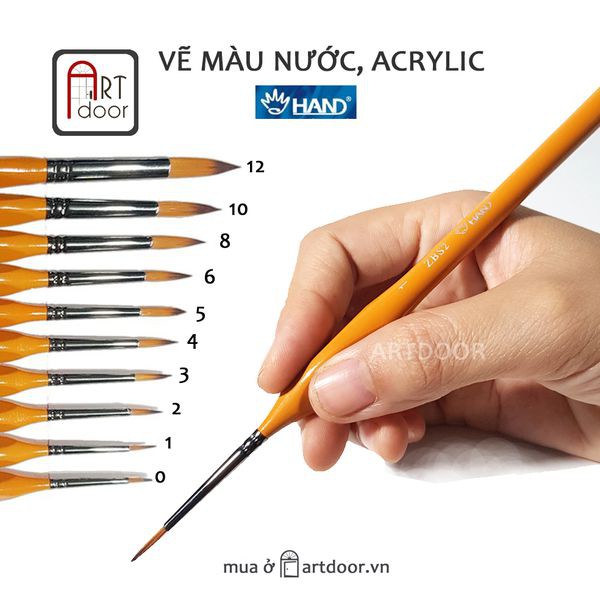 [ARTDOOR] Cọ vẽ đi nét HAND thân vàng (ZBS2)