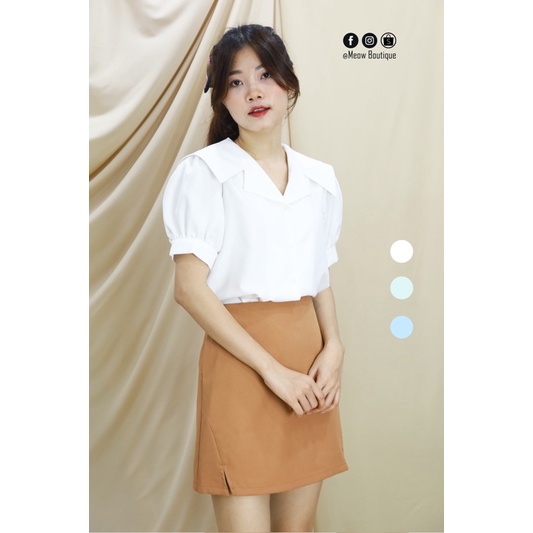 Sơ mi cổ Danton thuỷ thủ tay ngắn Meow Boutique